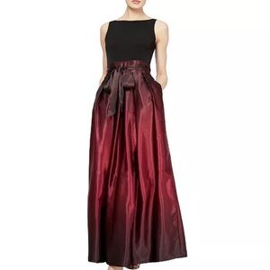 SL Fashions Ombré Satin Bow Sash Gown SLNY Dress size 12